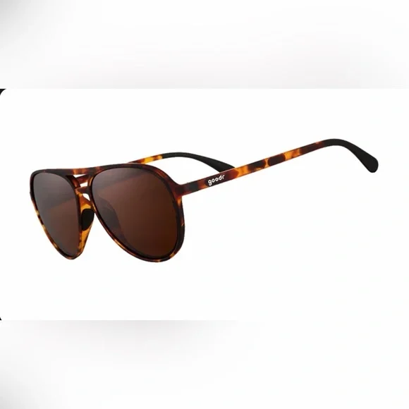 Goodr Mach G Tortoiseshell Men’s Aviator Sunglasses - Brown Lenses - Picture 6 of 8